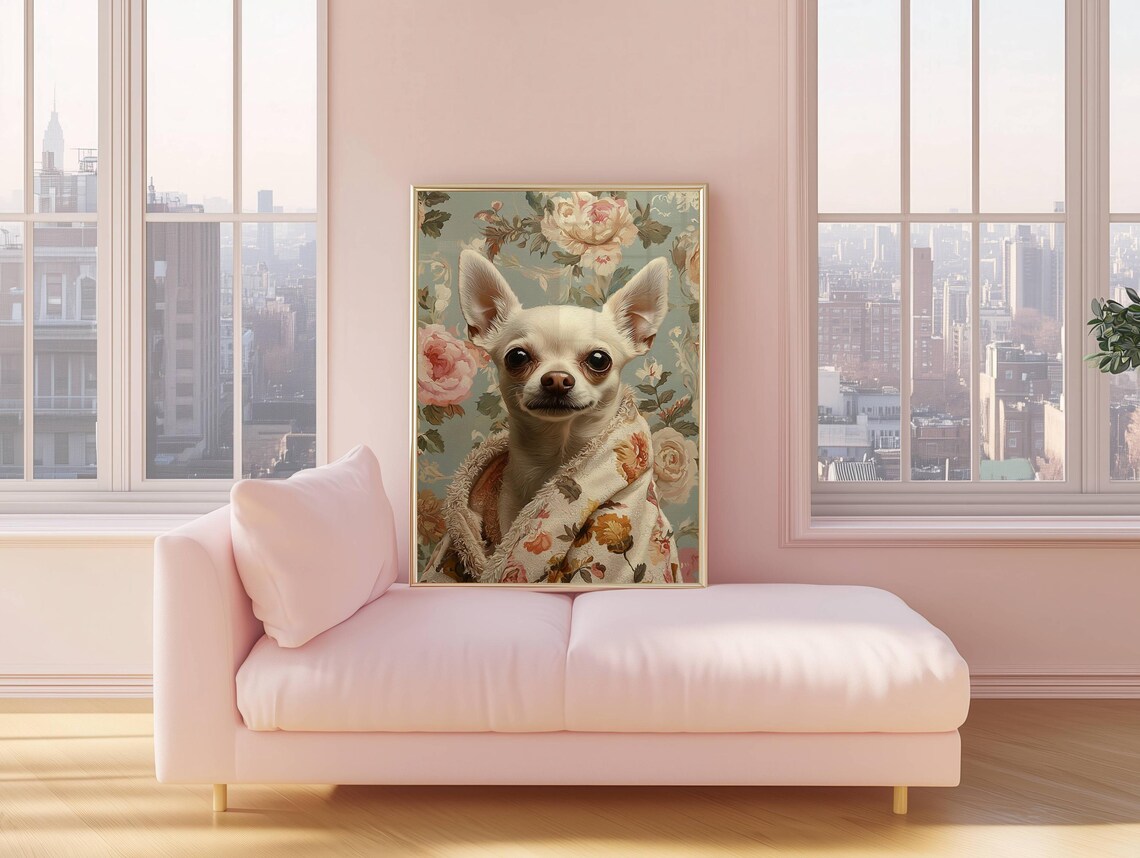 Chihuahua in Bathrobe Bathroom Dog Lover Art Print - Image 6
