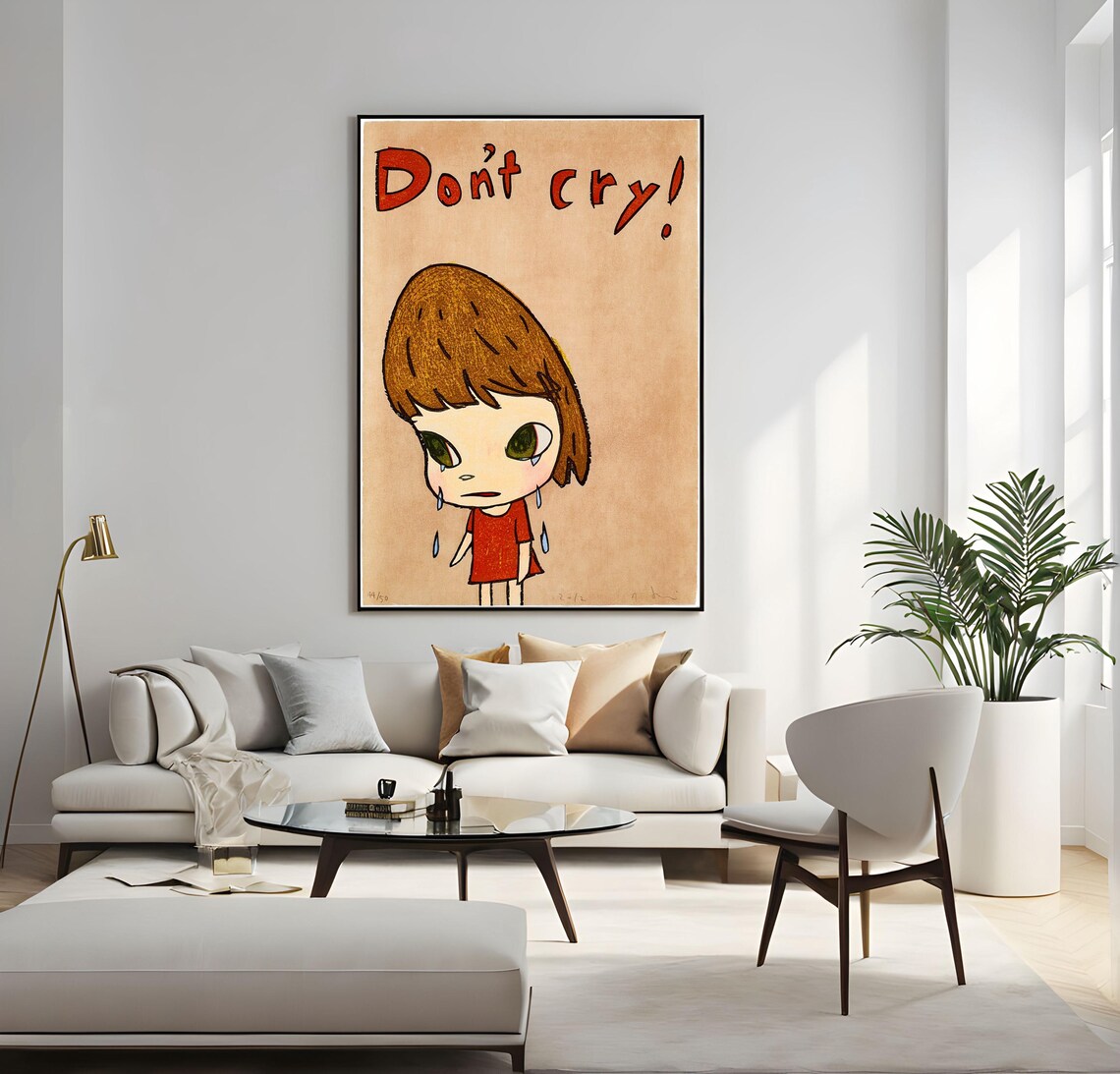 Yoshitomo Nara Dont Cry 2012 Teary Girl Red Text Quote Poster - Image 2
