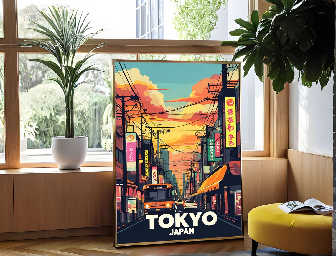 Tokyo Street Sunset Vibrant Urban Japanese Cityscape Tokyo Japan Cityscape Sunset Street Art Japanese Neon Urban City Vibrant - Image 5