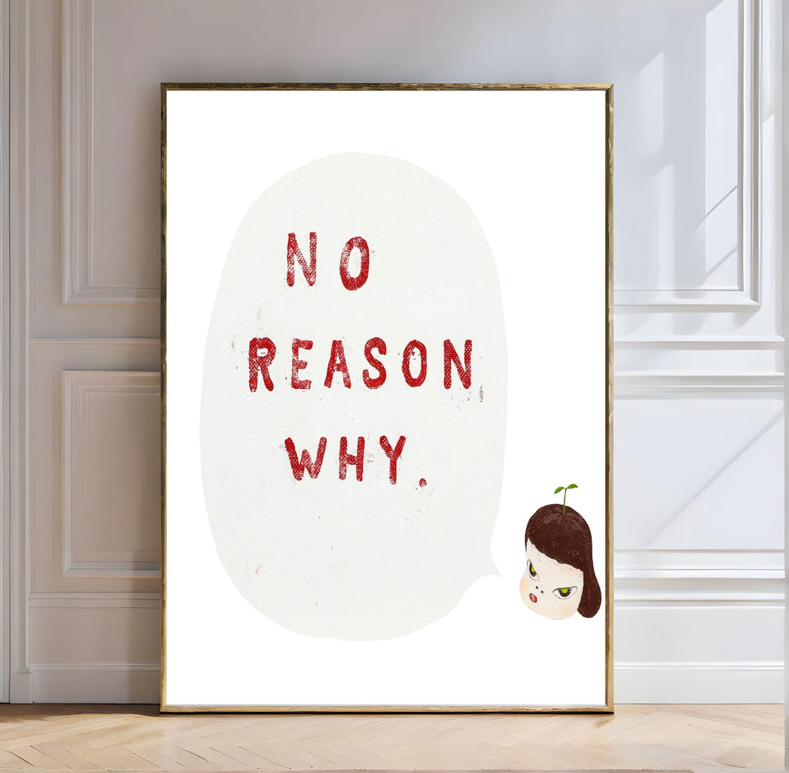 Yoshitomo Nara No Reason Why 1995 Red Speech Bubble Art Poster