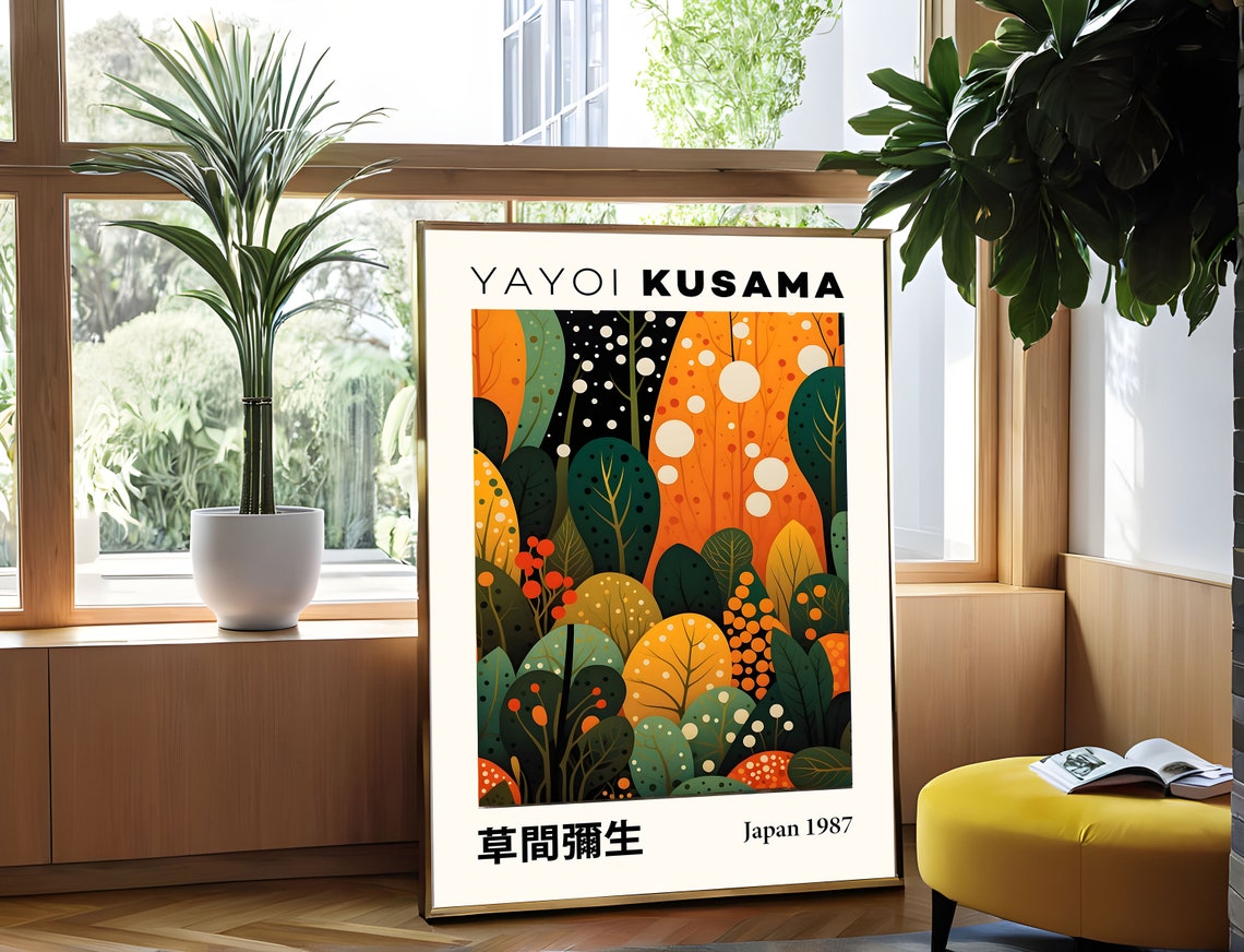 Yayoi Kusama Enchanted Forest Dots Leaves Autumn Japan 1987 Poster - Image 2