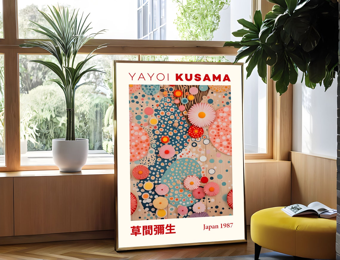 Yayoi Kusama Japan 1987 Vibrant Floral Polka Dot Collage Poster - Image 4