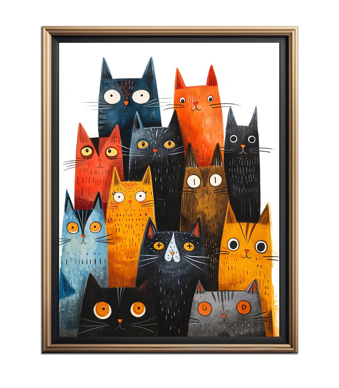 Colorful Cats Family Whimsical Feline Illustration Art Poster - Image 4