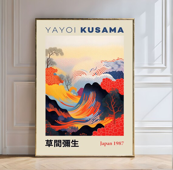 Yayoi Kusama Print Japanese Exhibition Poster Yayoi Kusama Art Tokyo 1987 Traditional Japanese Wall Art Decor Asian Decor Japanese Art