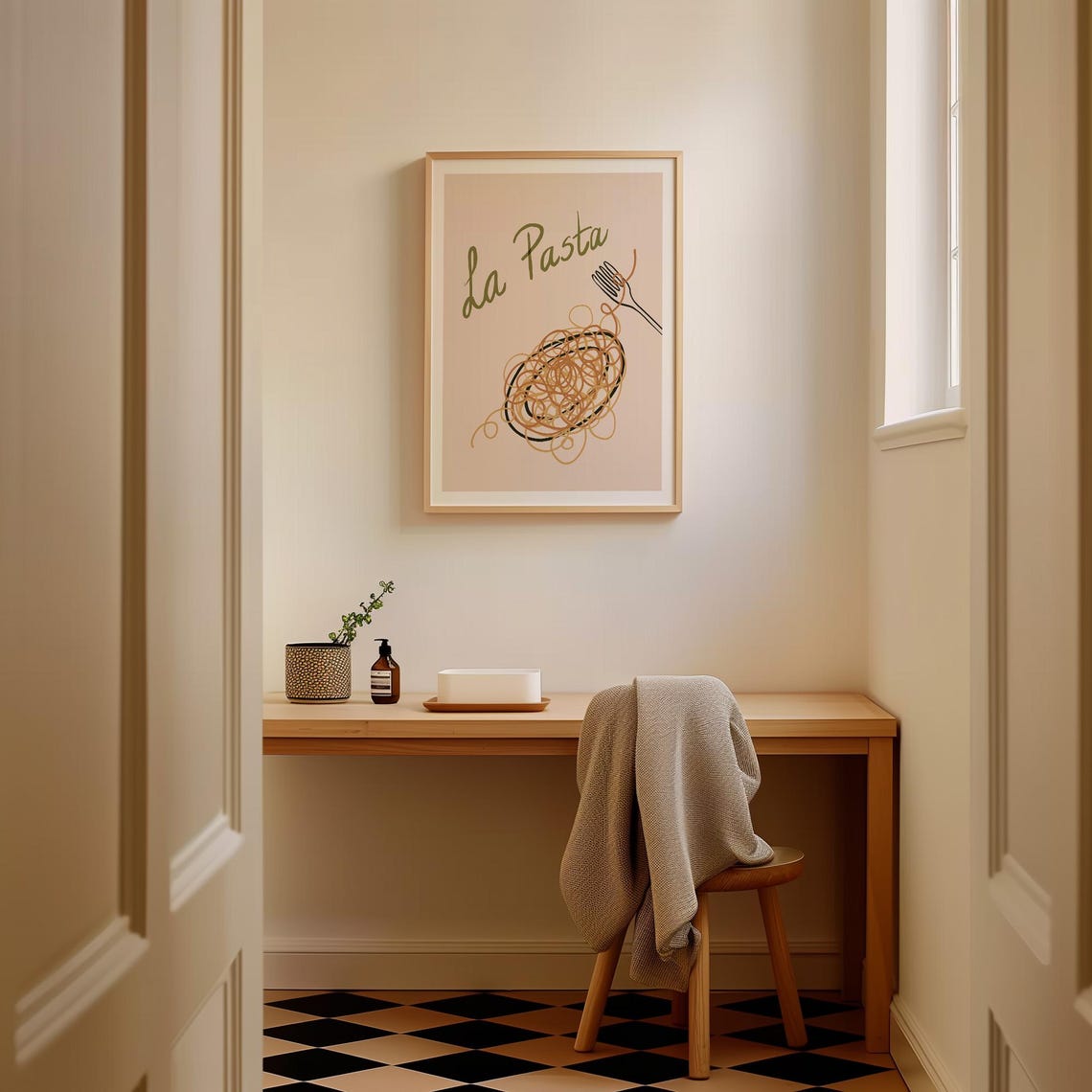 La Pasta Spaghetti Line Art Minimalist Italian Kitchen Food Poster - Image 4
