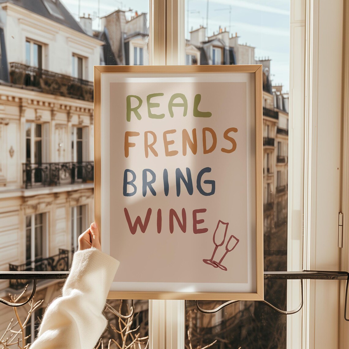 Wine Aesthetic Decor Art Print, Friends Poster