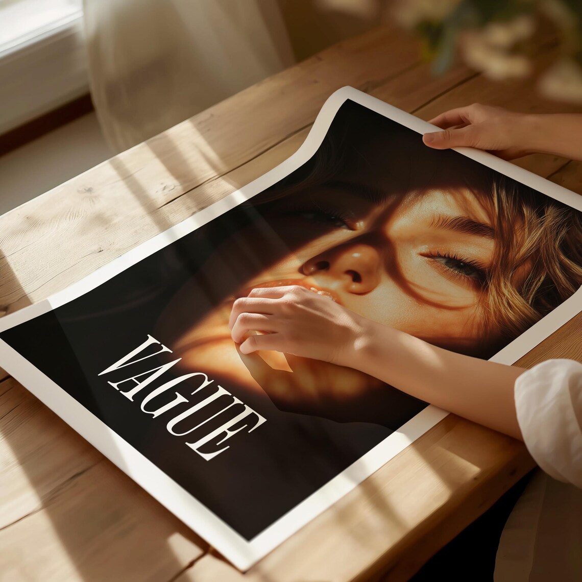 Vague Sunlit Fashion Portrait Woman Golden Hour Editorial Poster - Image 2