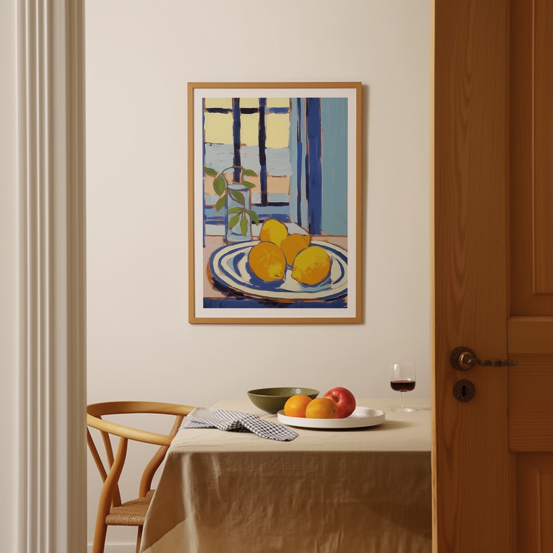 Lemons on Striped Plate by a Window Matisse Style Kitchen Poster - Image 4