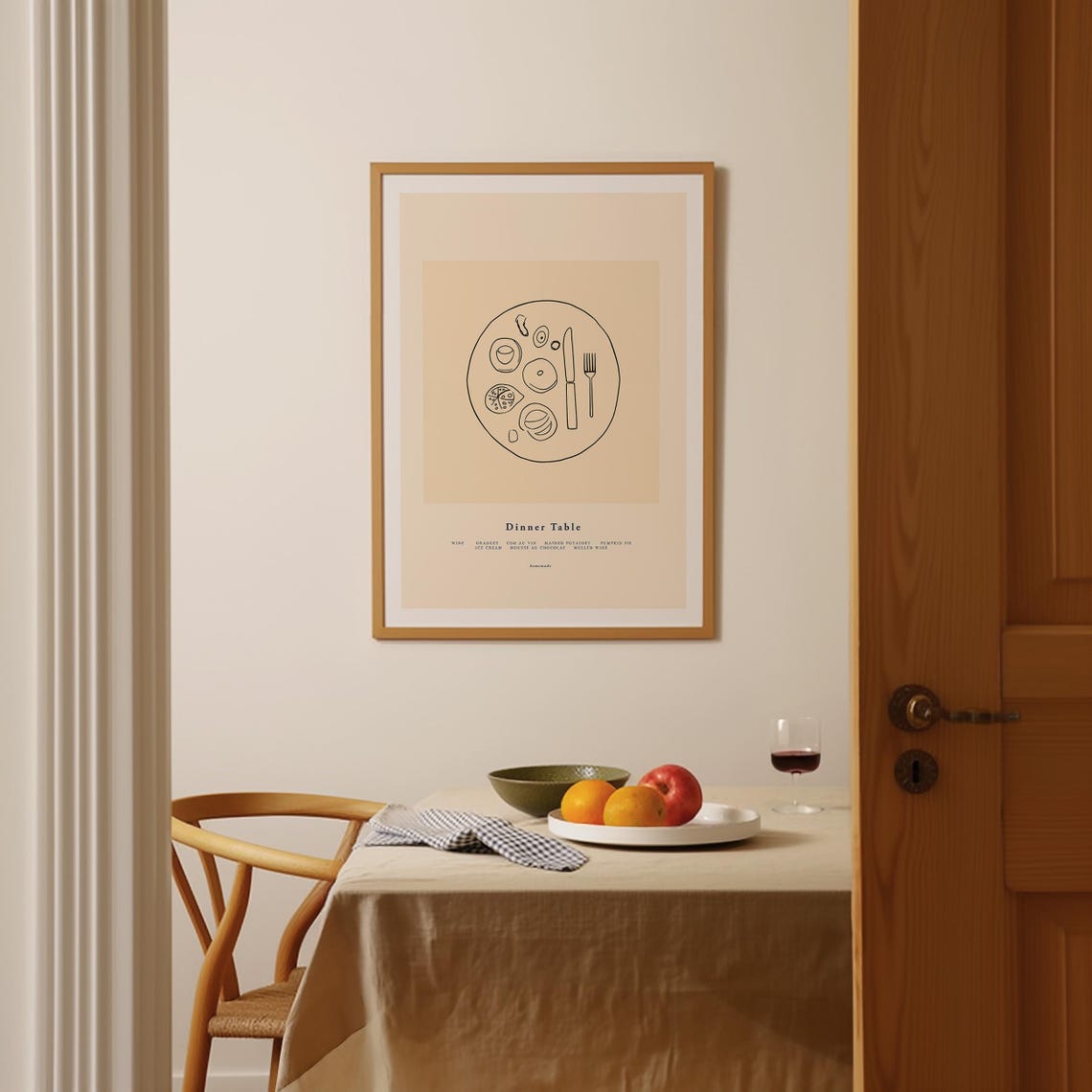 Dinner Table Minimalist French Feast Menu Line Art Kitchen Poster - Image 4