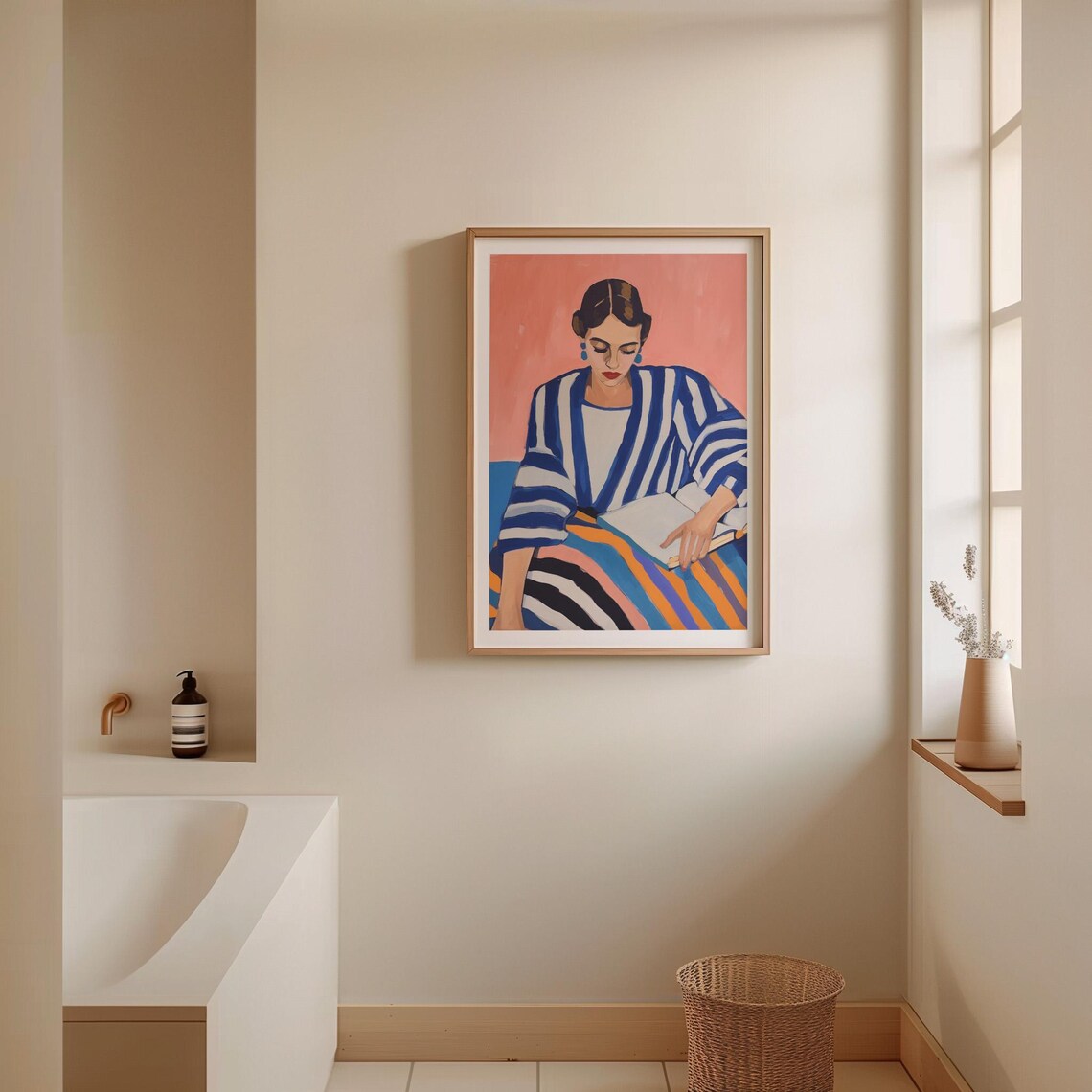 Woman Reading Art Print, Nordic Minimalist Decor - Image 4