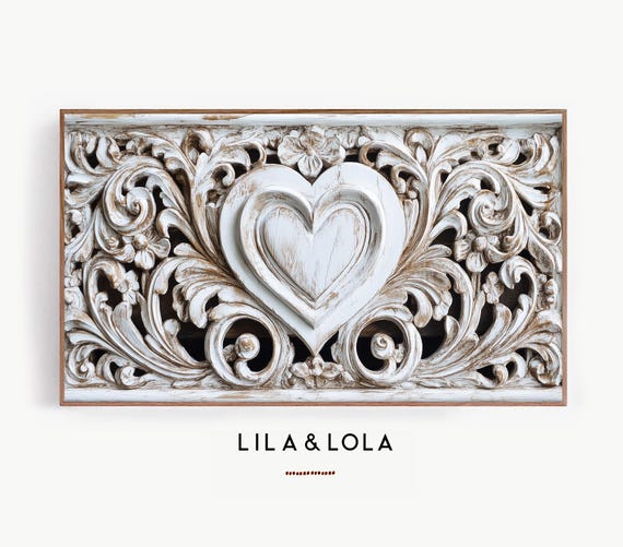 Valentines Day Heart Tv Art Rustic Wood Carving