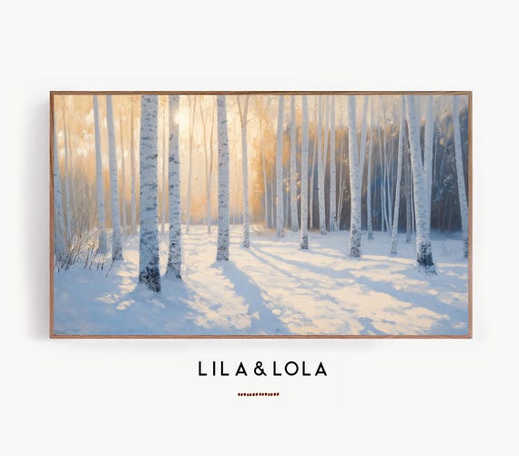 Winter Forest Birch Trees and Snow Art Print