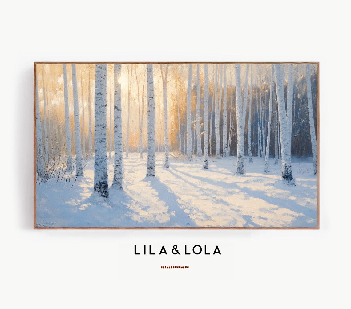 Winter Forest Birch Trees and Snow Art Print
