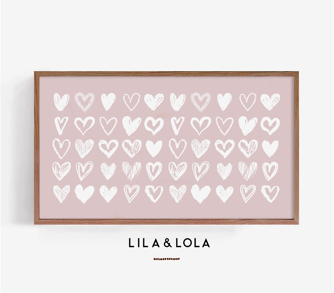 Blush Pink Doodle Hearts Pattern Minimalist Lila and Lola Love Wall Poster