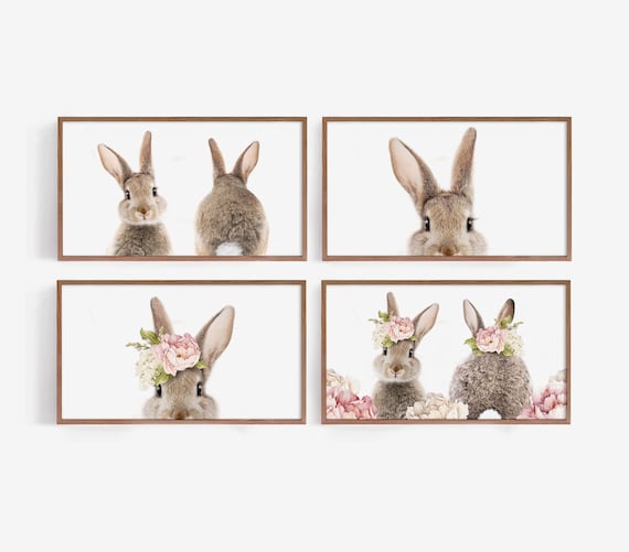 Easter Bunny Floral Rabbit Art Print
