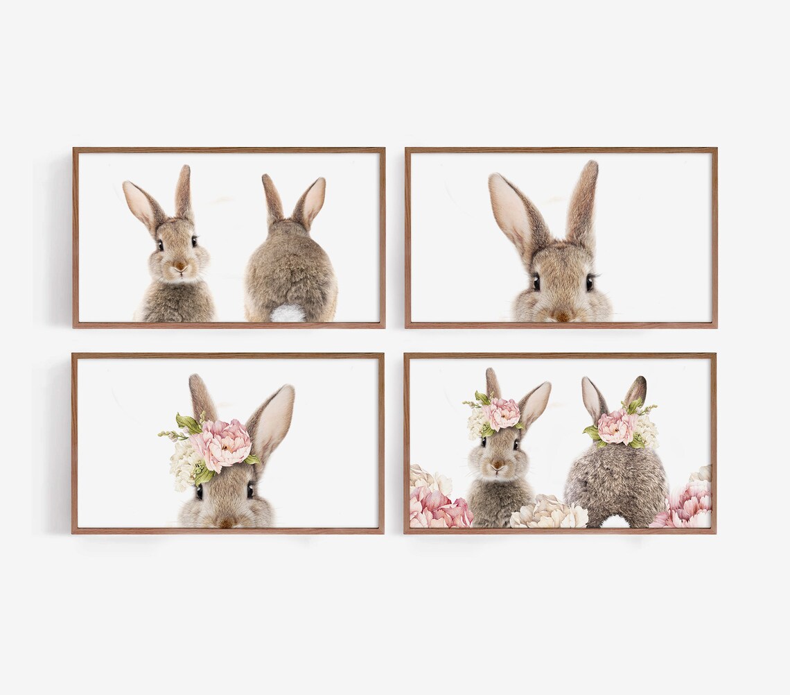 Easter Bunny Floral Rabbit Art Print