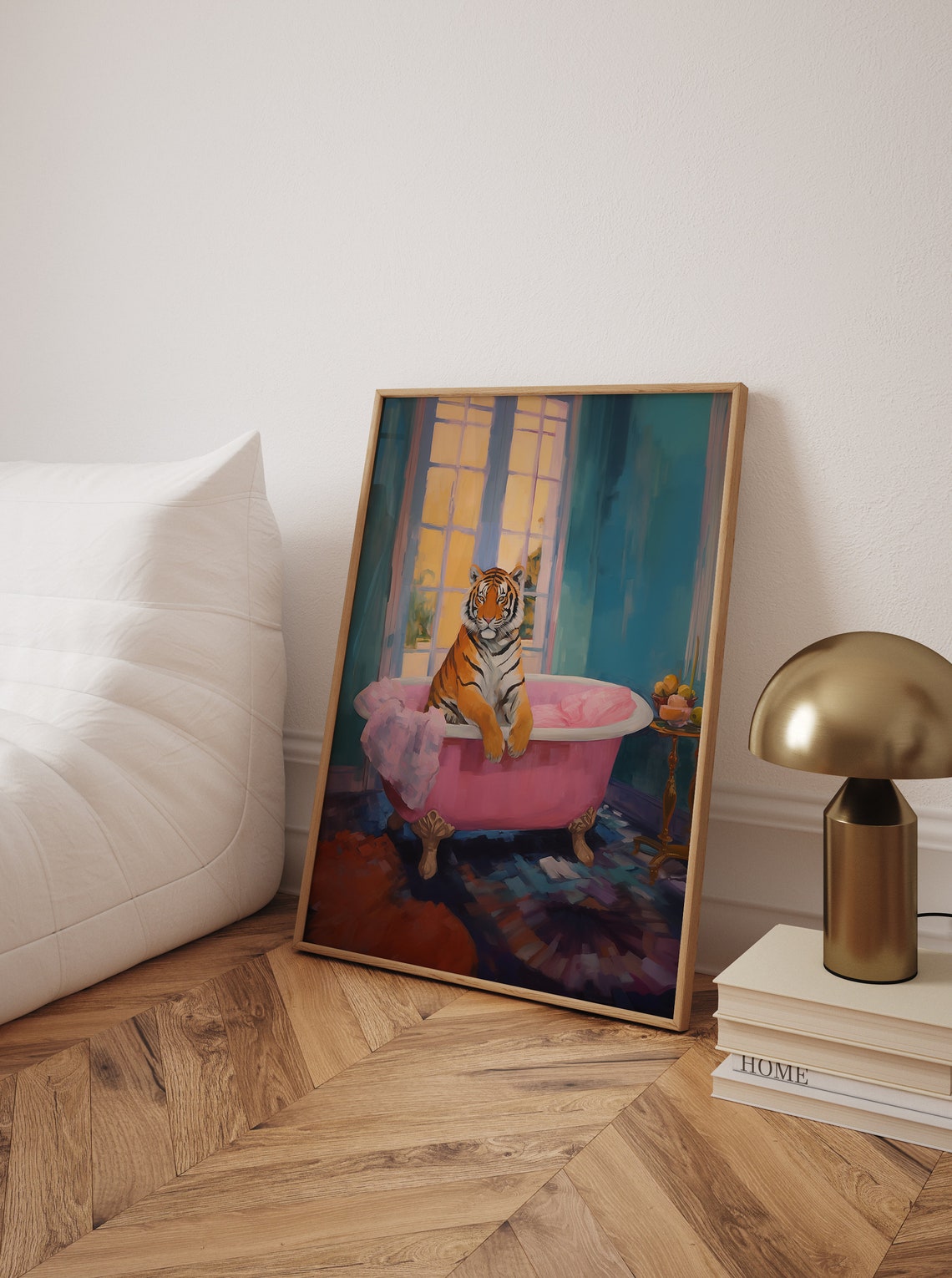 Tiger Poster Bathtub Jungle Art Bathroom Wall Art Maximalist Decor Trendy Apartment Decor Funny Bathroom File - Image 2