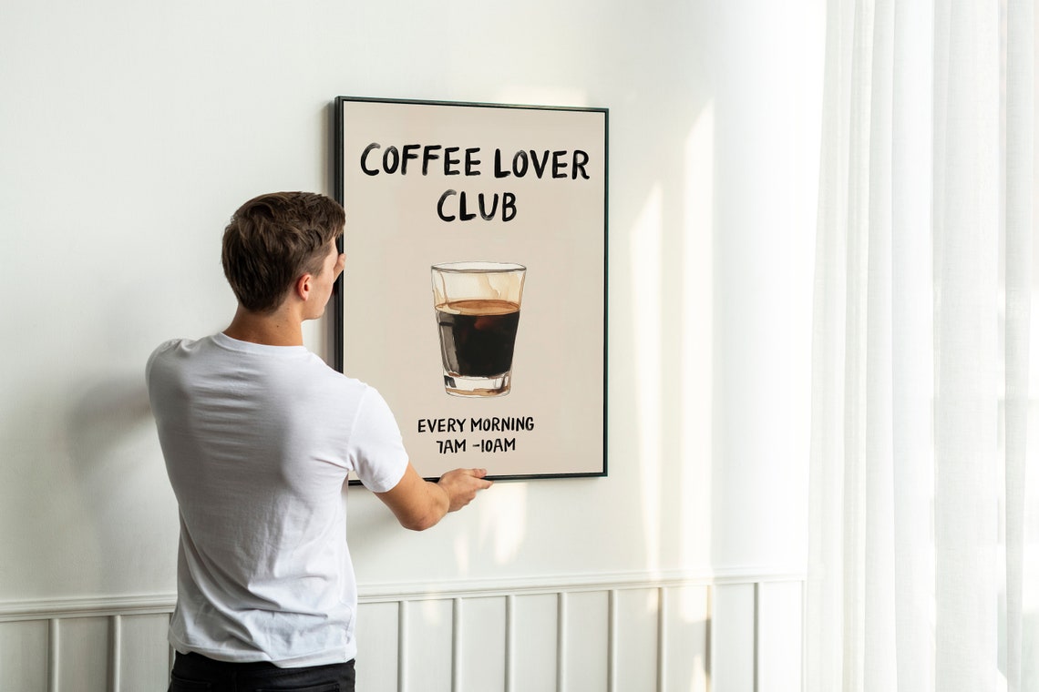Coffee Lover Club Every Morning Espresso Typographic Art Poster - Image 3