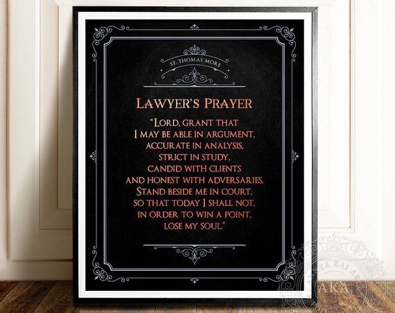 Lawyer Gift Gifts For Lawyers Real Foil Print Lawyers Prayer By Sir Thomas More Law Student Gift Law School Graduation Gift Art