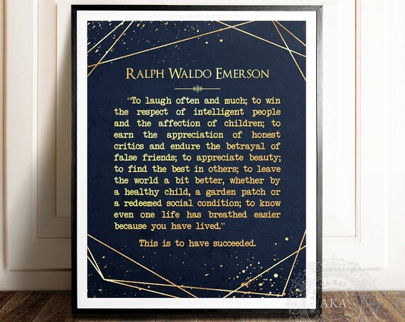 Ralph Waldo Emerson Success Quote Poster Print