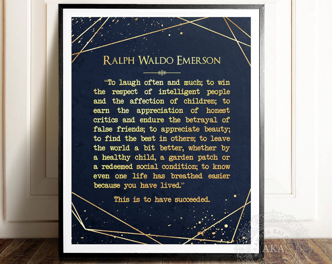 Ralph Waldo Emerson Success Quote Poster Print