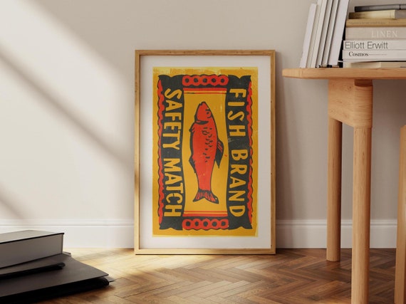 Retro Fishing Print Fish Matches Poster Fish Art Home Office Decor Fishing Gift For Dad Angler Wall Art Gift For Fisherman