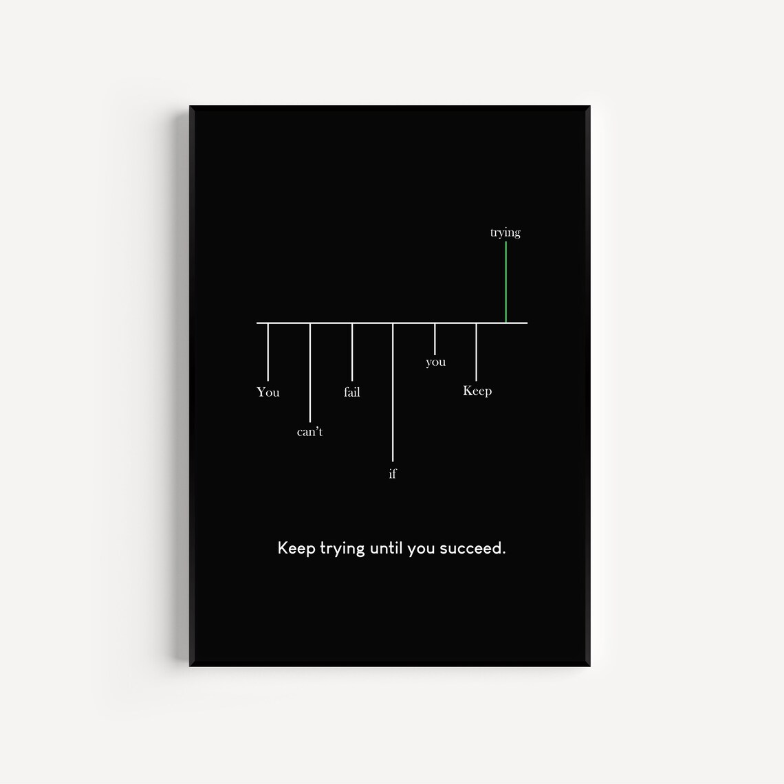Keep Trying Until You Succeed Minimalist Black Motivational Quote Poster