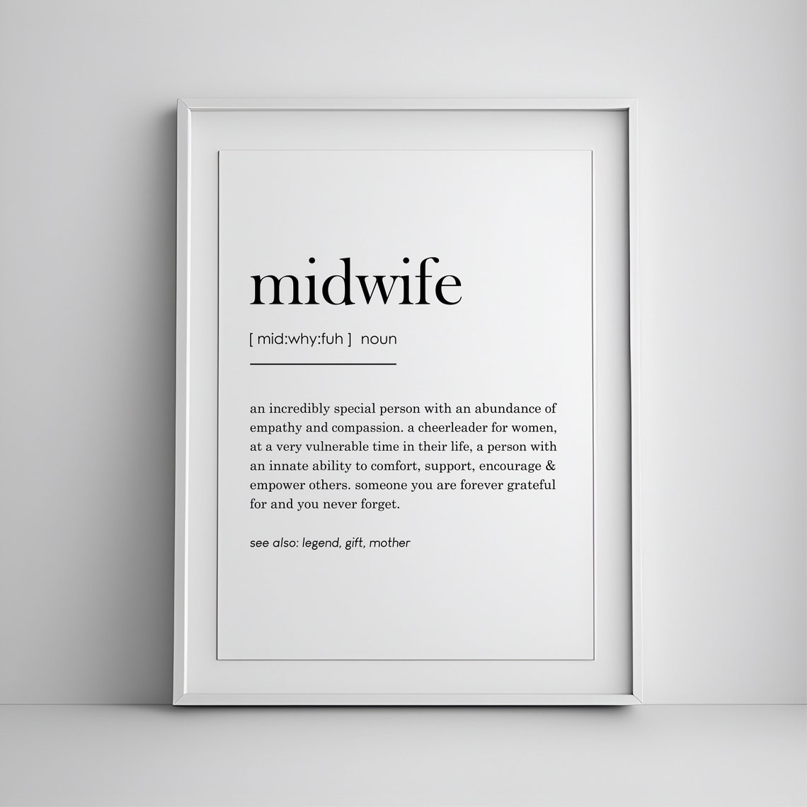 Midwife Definition Dictionary Art Graduation Gift Home Decor Poster