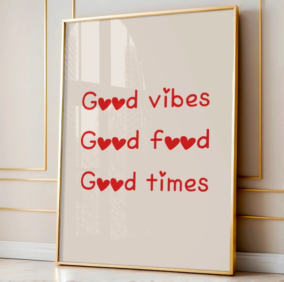 Kitchen Decor Gift Chef Minimalist Wall Art Heart Print Trendy Poster
