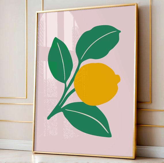Minimalist Lemon Print Modern Kitchen Decor Trendy Fruit Poster Illustration Wall Art