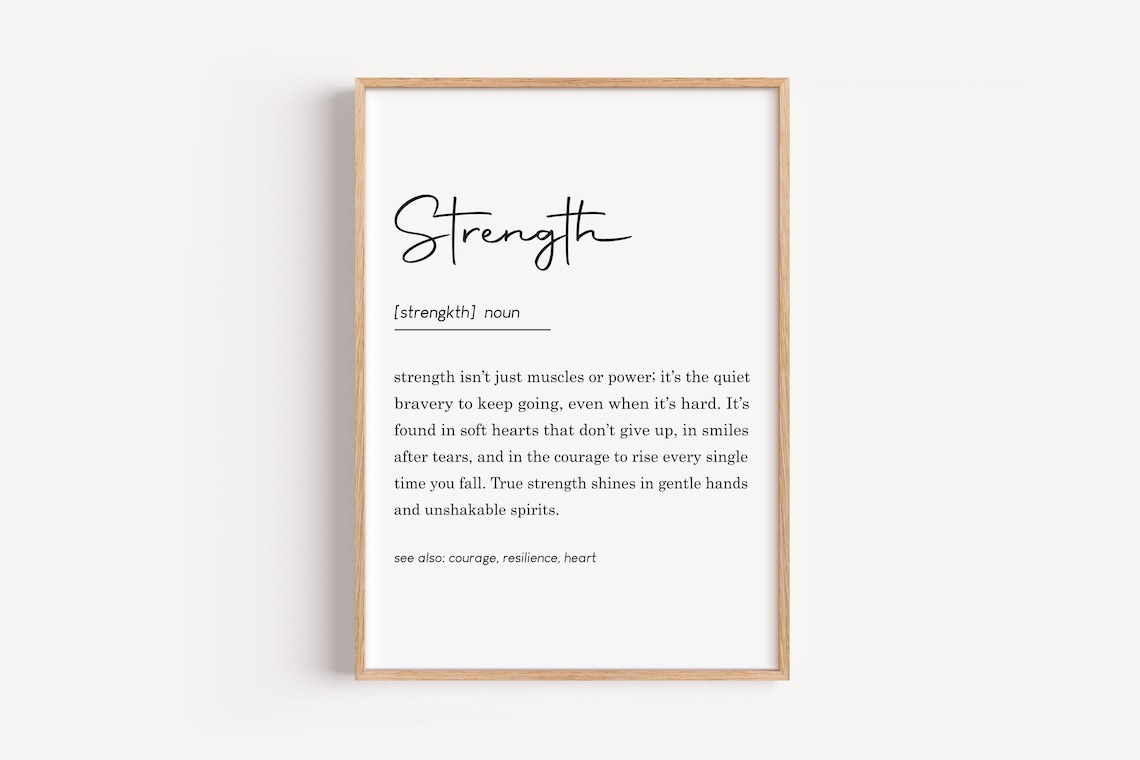 Strength Definition Art Print, Inspirational Office