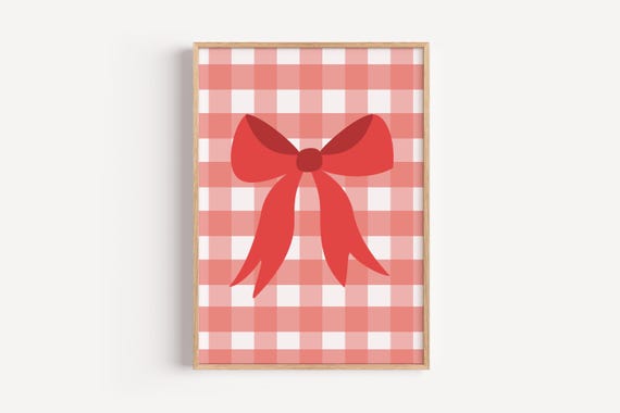 Bow Art Print For Nursery Decor Pink Wall Bedroom Coquette Room Preppy Poster Apartment