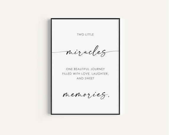 Two Little Miracles Sweet Memories Twins Quote Nursery Wall Poster