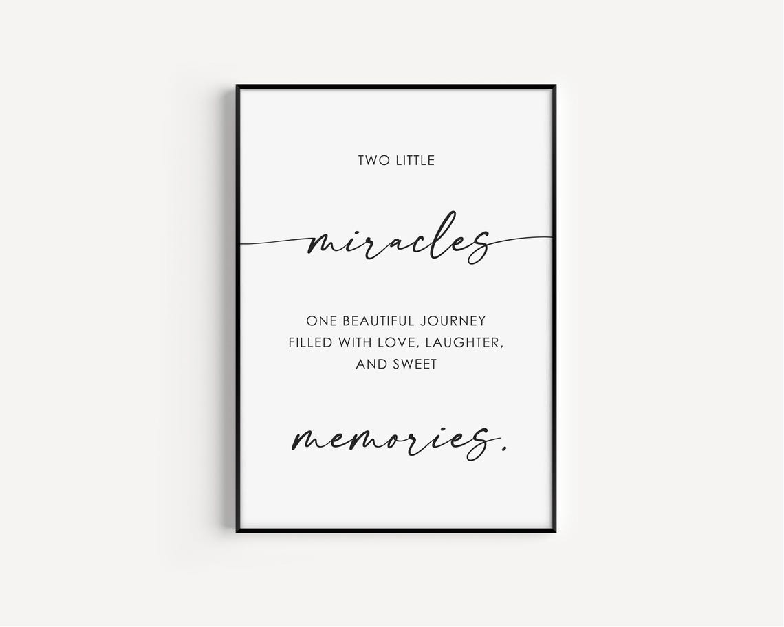 Two Little Miracles Sweet Memories Twins Quote Nursery Wall Poster