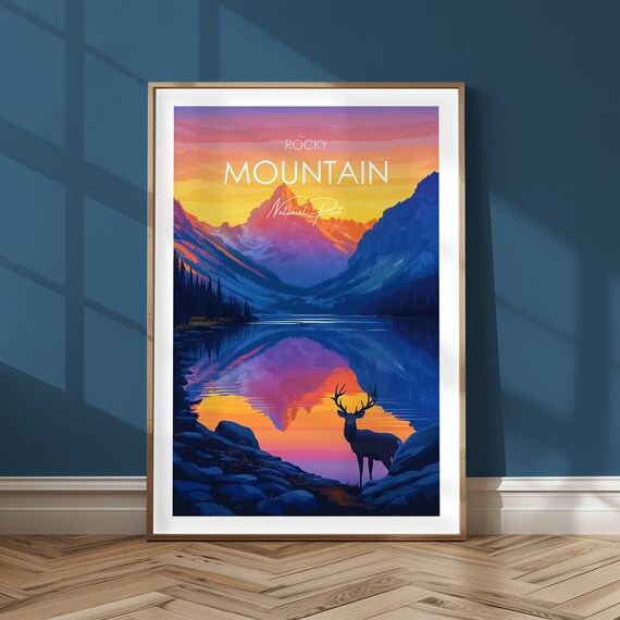 Rocky Mountain National Park Sunset Lake Elk Panorama Poster