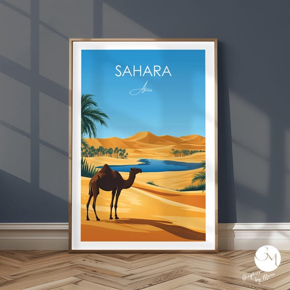 Sahara Travel Print North Africa Poster Wall Art Desert Landscape Sand Dunes Magical Dune Gift
