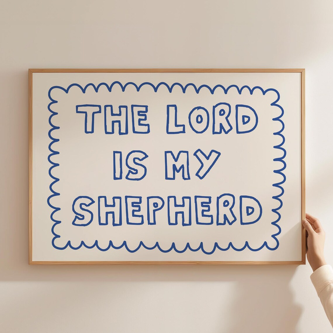 The Lord Is My Shepherd Hand Lettered Quote Poster Navy Nursery Decor Art