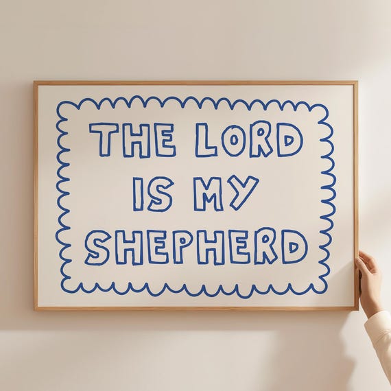 The Lord Is My Shepherd Print Bible Verse Wall Art Cute Christian Home Decor Psalm 23 Scripture Poster Nursery