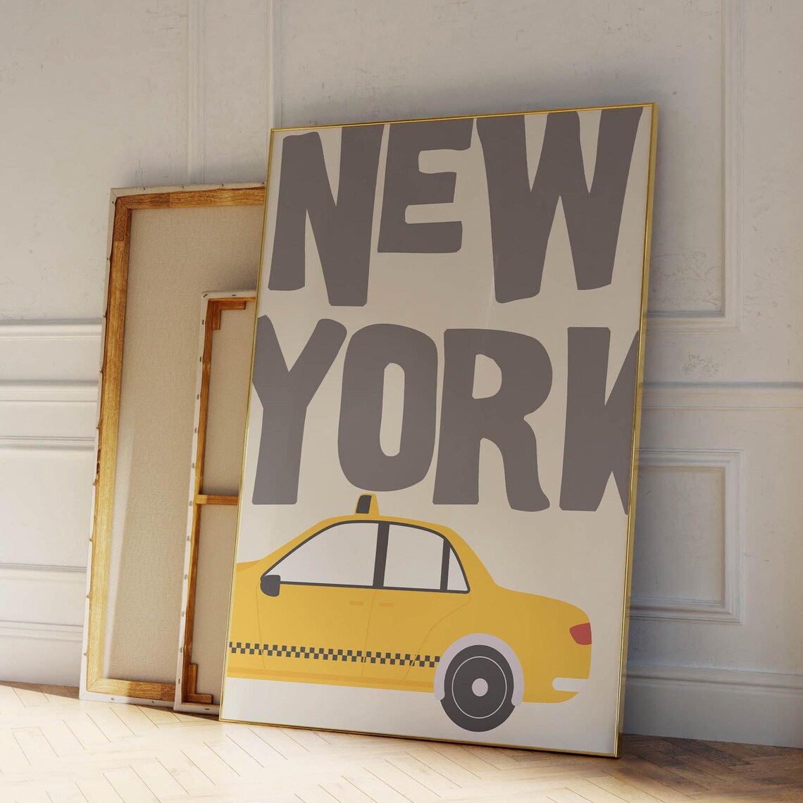 New York City Yellow Taxi Cab Retro Vintage Travel City Wall Poster