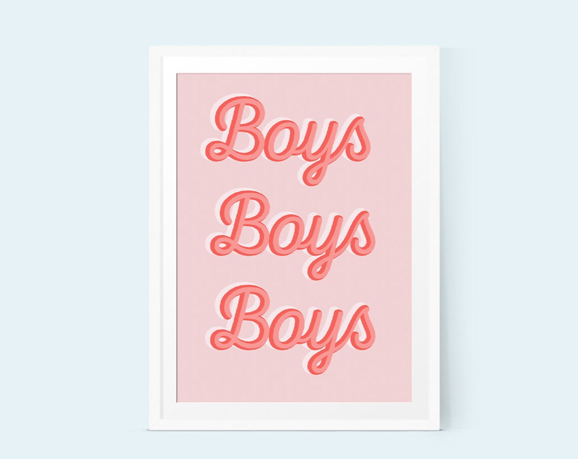 Boys Art Print For Wall Pink Typography Gallery Gifts Nursery