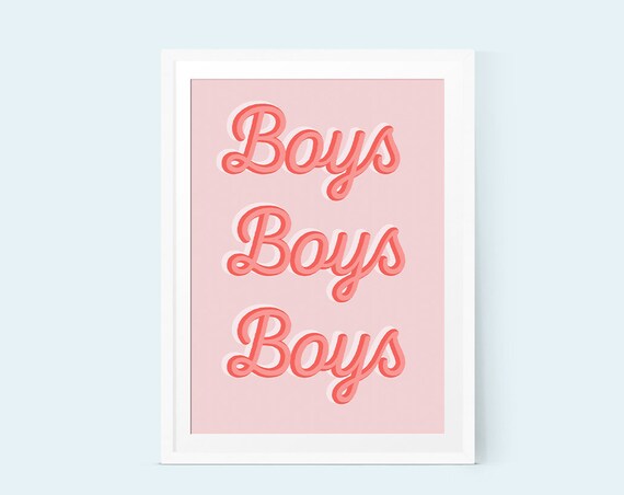 Boys Art Print For Wall Pink Typography Gallery Gifts Nursery