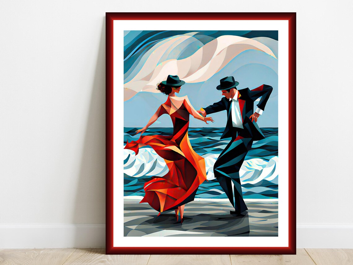 Spanish Dance Abstract Couple on the Beach Art Print