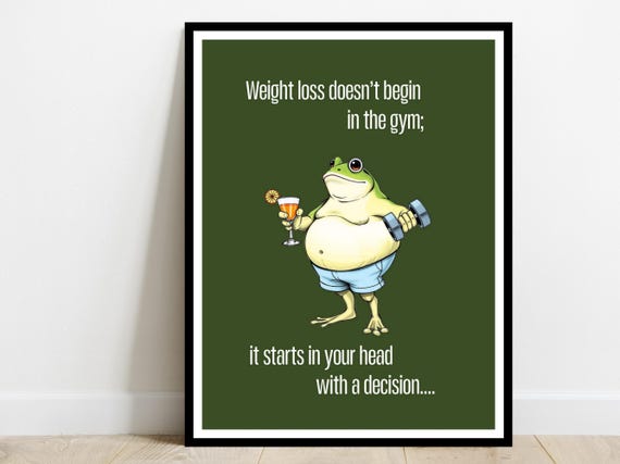 Weight Loss Quote Art Print Fun Fitness Poster Home Office Gym Motivational Wall Decor Snarky Humor Workout