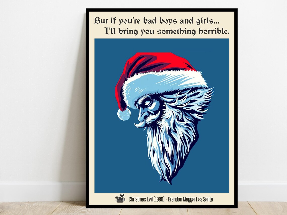 Christmas Evil 1980 Horror Movie Quote Poster Evil Santa Brandon Maggart Decor