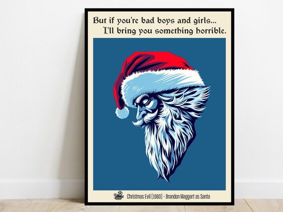 Christmas Evil 1980 Horror Movie Quote Poster Evil Santa Brandon Maggart Decor