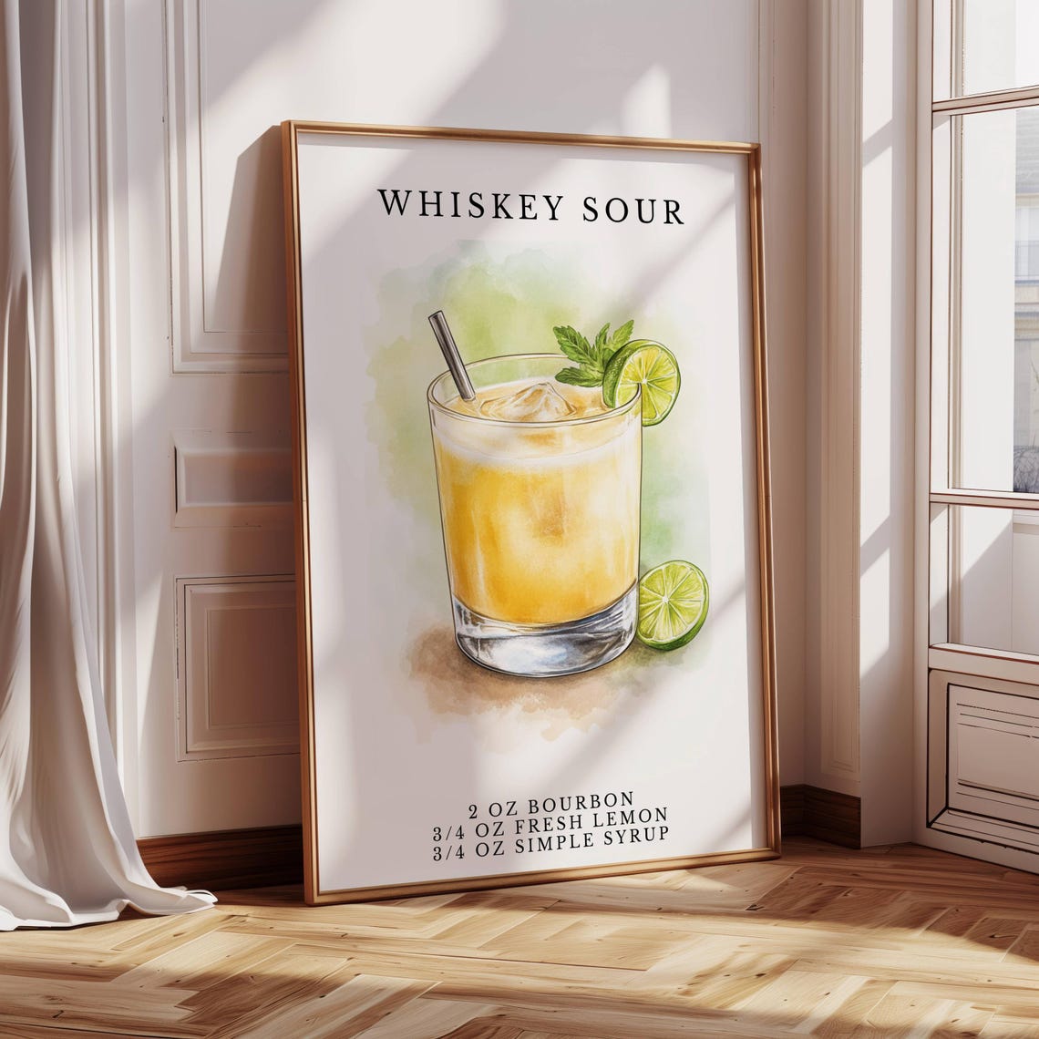 Whisky Sour Classic Cocktail Art Print