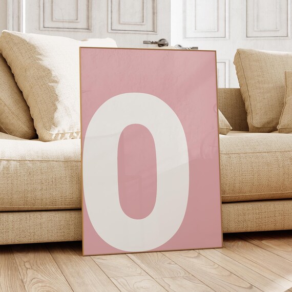 Giant White Letter O Initial Pink Minimalist Modern Nursery Decor Poster