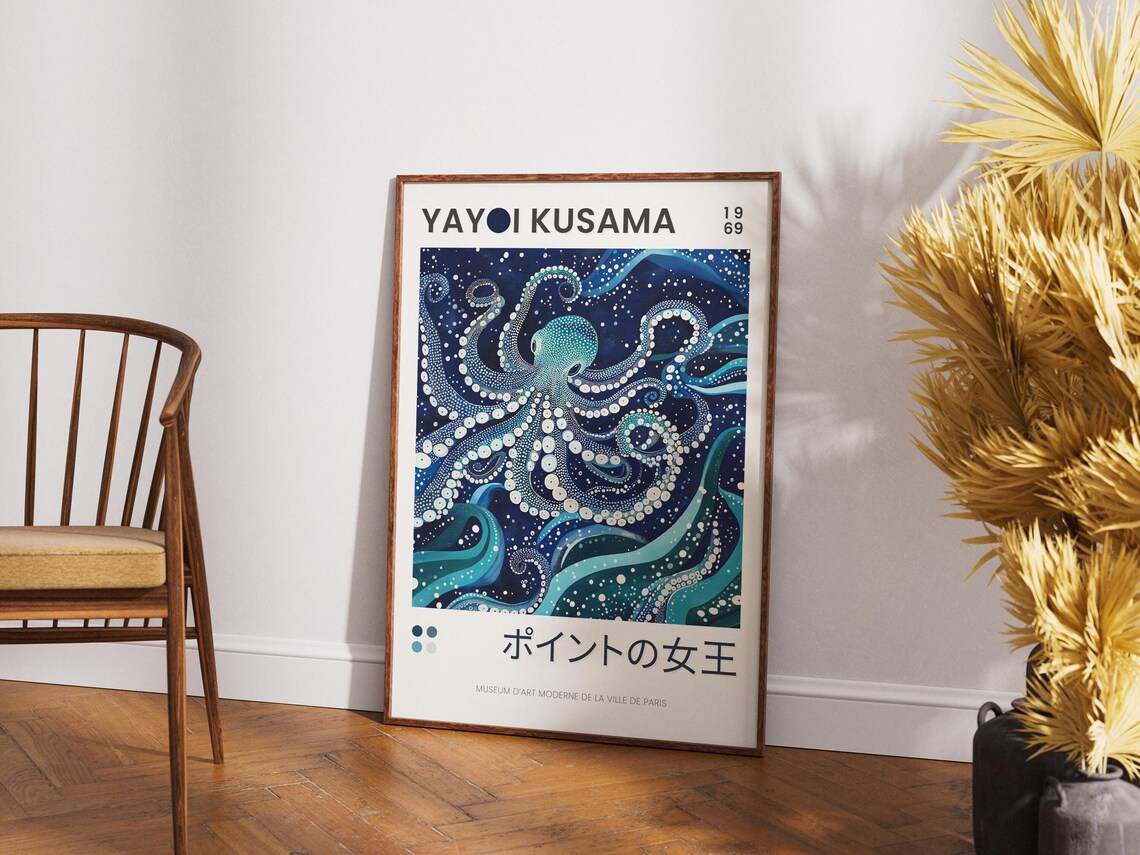 Yayoi Kusama Octopus Art Print, Japandi Decor