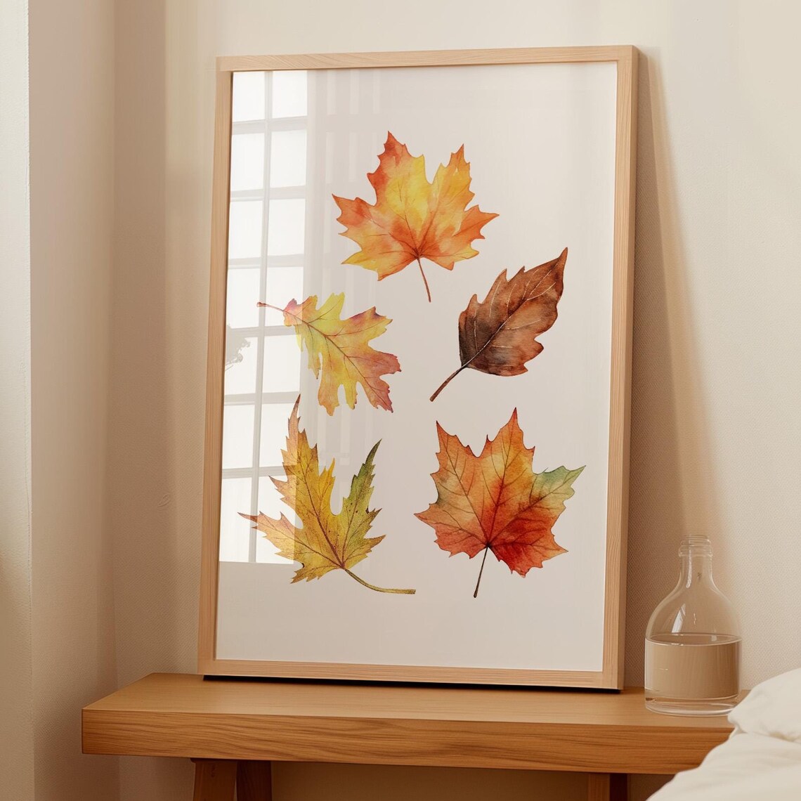 Autumn Maple Leaves Watercolor Fall Foliage Botanical Art Poster