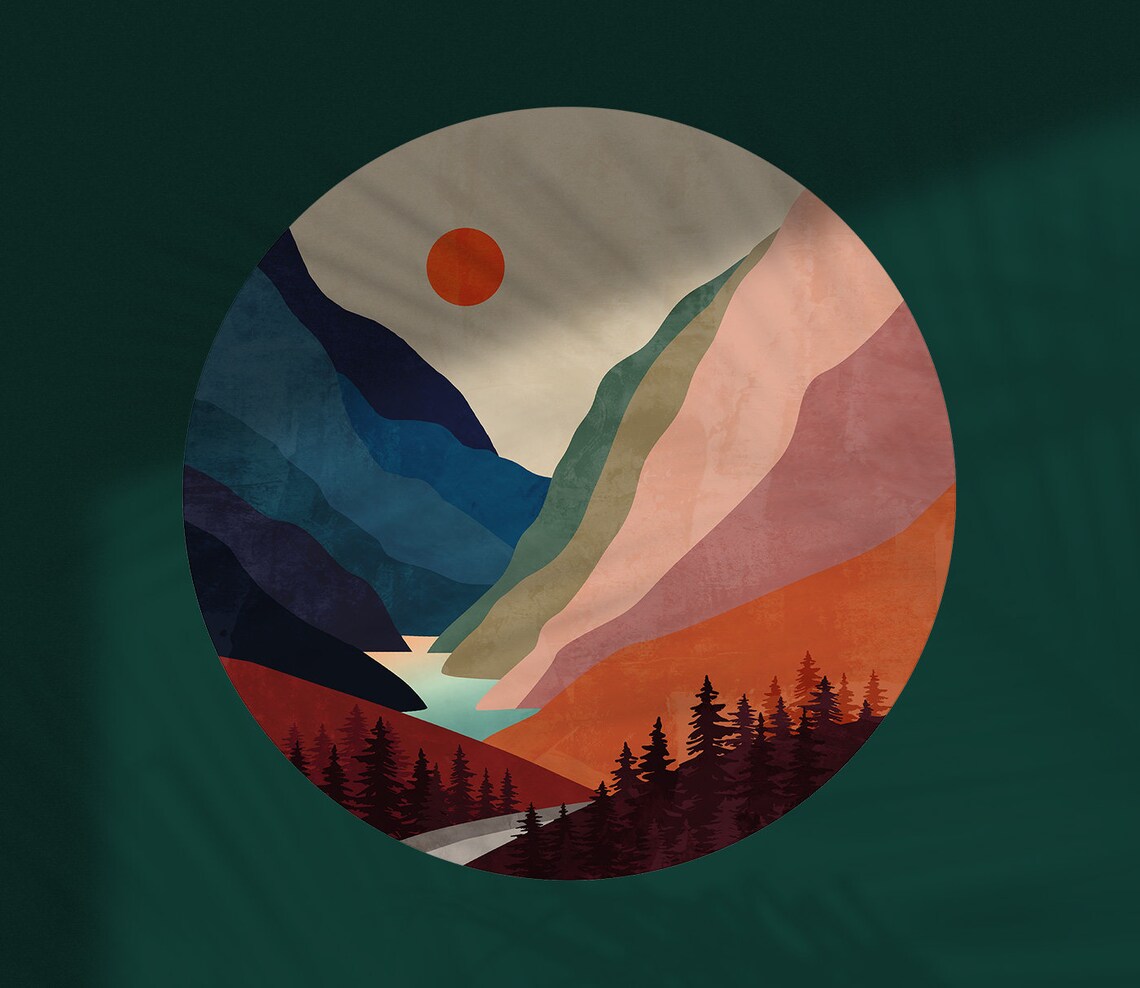 Mountain River Wall Decal, Fantasy Wall Decor - Image 3